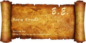 Bere Ernő névjegykártya